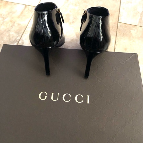 Authentic New In Box Gucci Vernice Crystal Nero Ankle Booties Size 7 - Picture 4 of 13